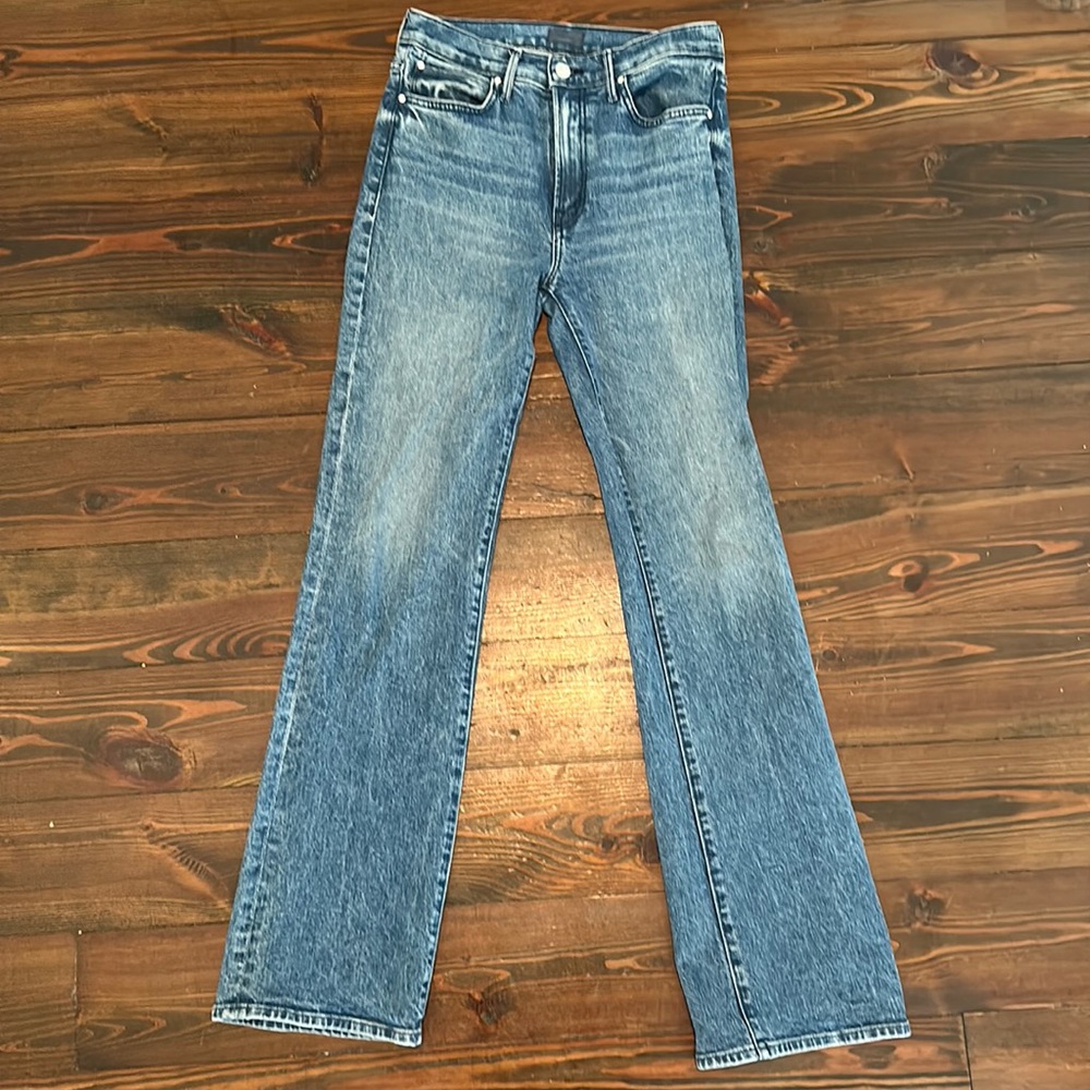 Mother Brand denim jeans. Kick It style Far From Over wash